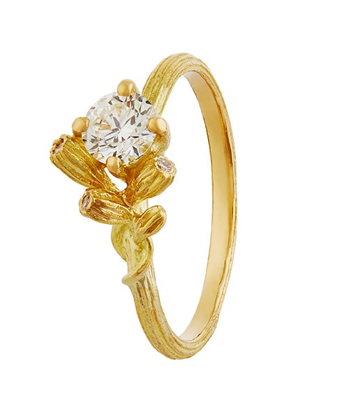 Product shot of Asymmetric Diamond Kissing Seed Ring by Alex Monroe Jewellery