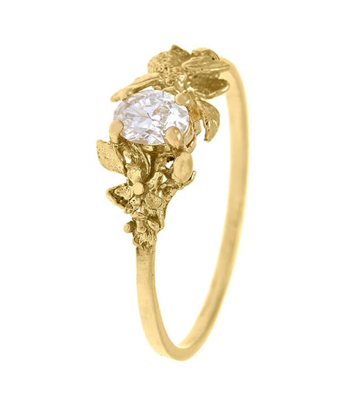 product shot of Beekeeper Ring with 0.25ct Oval Diamond by Alex Monroe Jewellery