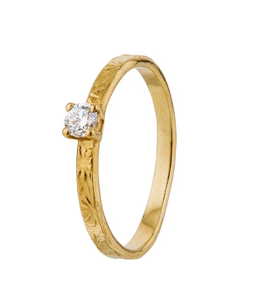 product shot of Horsetail Fossil Ring with Diamond by Alex Monroe Jewellery