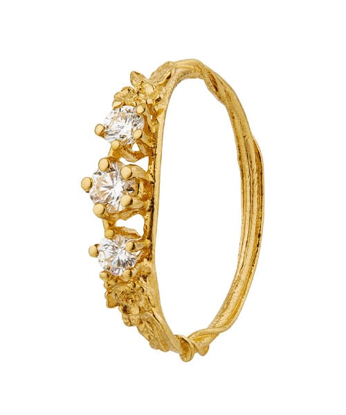 Product shot of Rosa Centifolia Trilogy Diamond Ring by Alex Monroe Jewellery