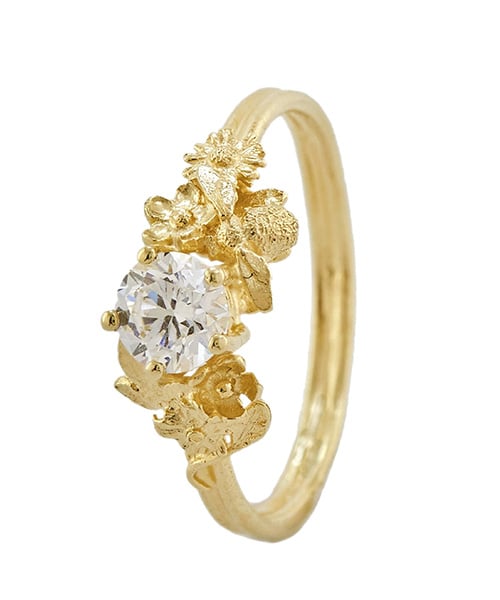 paper shot of Beekeeper Half Carat Diamond Solitaire Ring by Alex Monroe Jewellery
