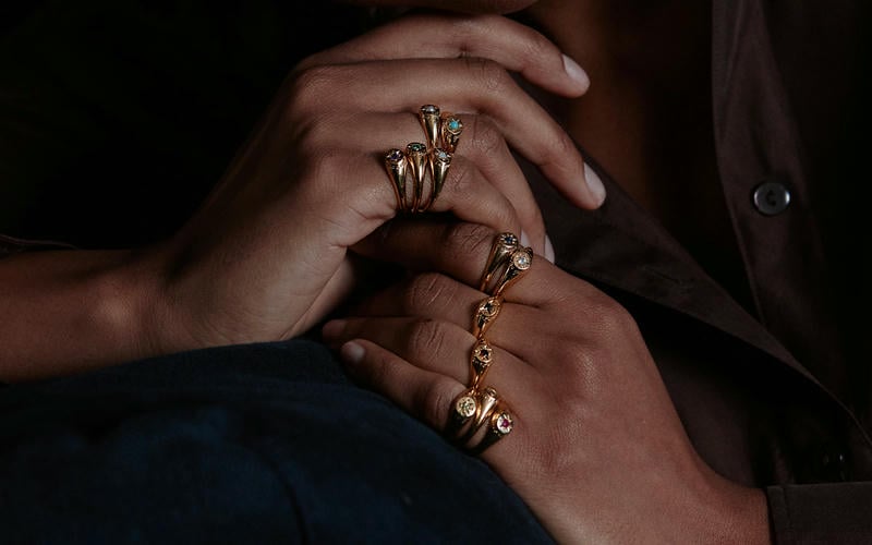 Pommegranate fruit necklace with red garnet gemstone.