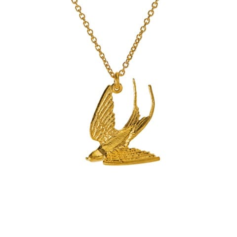 22ct gold plated swooping Swallow Necklace