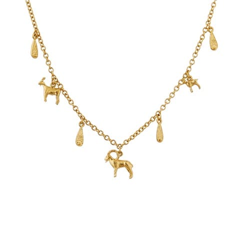 Mountain Goat Family Necklace with Ornate Drops