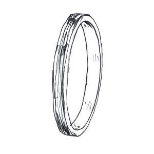 Line illustration of a classic design Alex Monroe wedding ring.